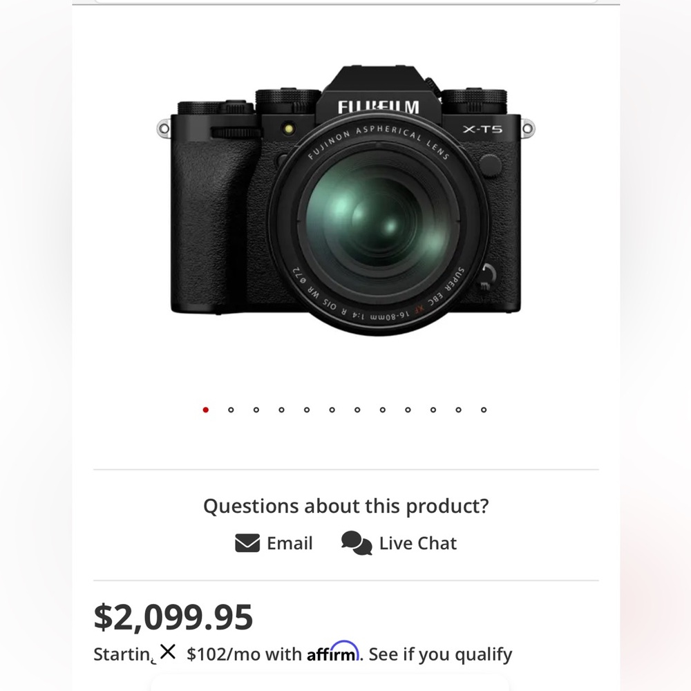 Fujifilm X-T5 Mirrorless camera with XF18-55 lens kit. Like New